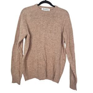 Vintage 70s Egon Von Furstenberg XL Wool Crew Neck Sweater Dusty Pink Minimalist